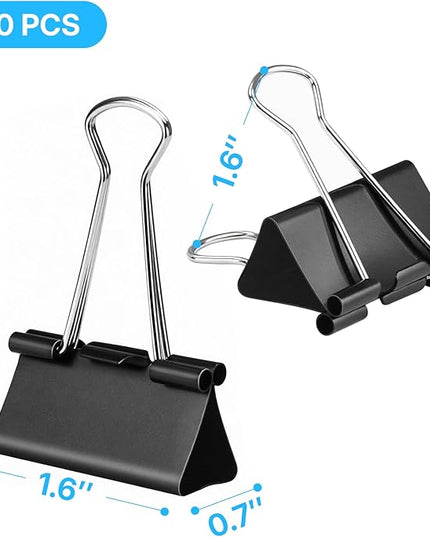 OWLKELA 1.6 Inch (40 Pack) Large Binder Clips, Black Paper Clamps for Office, School, and Home Supplies