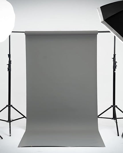 Kate Seamless Paper Backdrop for Photography Light Gray Photo Backdrop Paper (53''x16.4' Pursuit Grey)