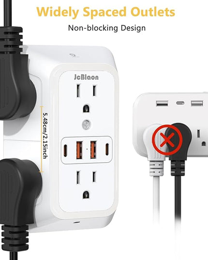 Wall Outlet Extender with Night Light, Power Plug Adapter Multi Plug Outlet Surge Protector with 4 USB Charging Ports (2 USB C), Adapter Spaced Outlets for Home Travel Office
