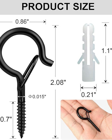 Q Hanger 35 Pcs Screw-in Hooks for Outdoor String Lights, Swivel Hanging Basket Patio Light Hooks with Safe Buckle Screw in Planter Eye Hooks for Wall Ceiling