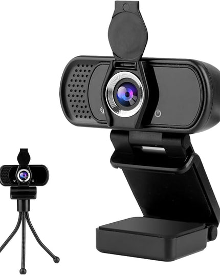 Full 1080P HD Webcam with Microphone, USB Webcam for Laptop and Desktop, External Web Camera, Streaming PC Web Camera with Privacy Cover and Tripod, Widescreen Web cam for Zoom Skype YouTube