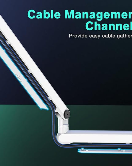 FIFINE Boom Arm Mic Stand, Low Profile Microphone Arm Stand, Podcast Mic Boom Arm with Desk Mount, Cable Channels Management, Metal Boom Arm White for Recording/Streaming/Gaming/Home Office-BM88W