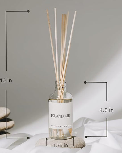 Sweet Water Decor Salt and Sea Reed Diffuser Set - Sea Salt, Citrus, Musk, and Amber Summer Scented Diffuser - Scent Diffusers for Home, Long Lasting Fragrance, Made in The USA