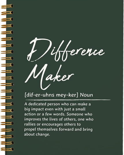 OXW Difference Maker Gift Notebook Journal, Office Notebook for Work, Thank You Gifts for Leader Mentor Boss, Leadership Gifts Journal, Dark Gren Spiral Notebook 5.5 x 8.3