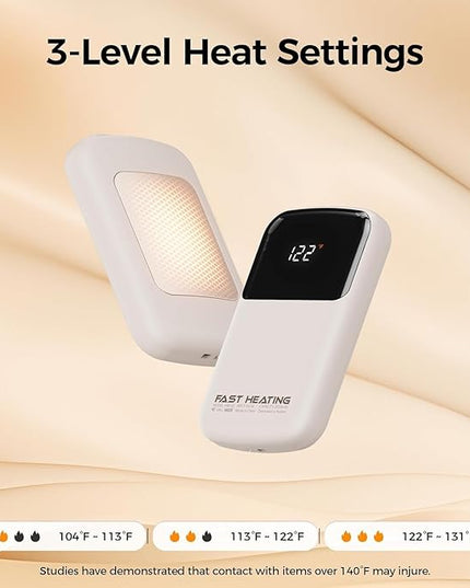 Hotdot Hand Warmers Rechargeable 2 Pack, 3 Heat Levels (104–121°F), Real-Time Temp & Battery Display, Electric Hand Warmers, Fast Heating, Fits in Gloves/Pocket, Gifts for Women & Men