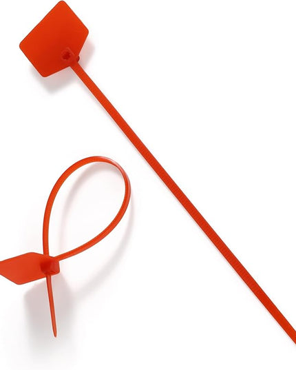 6 in Marker Nylon Cable Ties, Plastic Water Proof Tags, Self-Locking Written-on Cable Marker, Security Seals Label for Cabling, Wire Marking Label, Shipping Hanging Tags - Red/ 100pcs