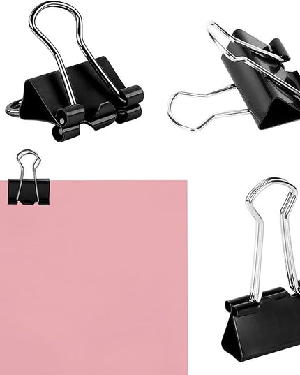 SANNIX 42 PCS Binder Clips, 1 inch 25mm Binder Clips Black Paper Clamps Medium Size for Office Home School