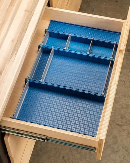 Lock-Align Drawer Organizer System 13 Piece Starter Kit - Trays, Organizer Bins & Dividers for Storage Drawers - Easy-to-Cut Synthetic Rubber Shop, Home, Office Organizer Trays Fits All Size Drawers