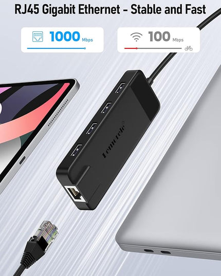 USB C Docking Station - 10 in 1 with Gigabit Ethernet, 4K HDMI, 4*USB A 3.0/2.0, 100w PD, USB-C 3.0, SD/TF USB Hub Multiport Adapter for MacBook Pro/Air