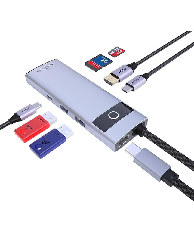 DiamondTiger 7-in-1 USB C Hub,4K 30Hz HDMI Adapter, USB-C Docking Station with 100W PD,TF/MicroSD Card Reader,USB-A 2.0,3.0,Type-C 3.0 Ports,Compatible with MacBook Pro/Air,iPad,iPhone15/Pro Max