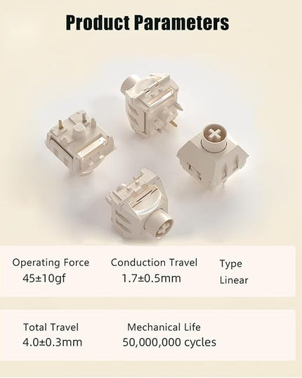 Kailh Box Ice Cream PRO MAX Switches for Mechanical Keyboard,5-pin Linear/45gf/Pre lubed/upgrated POM Material/Stronger Reboud Switches(Ice Cream PRO,108pcs)