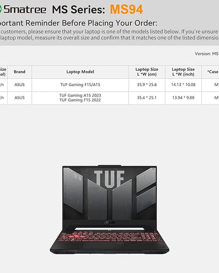 Smatree MS94 Hard EVA Protective Sleeve with Stand Compatible for 15.6 inch ASUS TUF Gaming F15/A15 2023/2022 Waterproof Sleeve, Pink