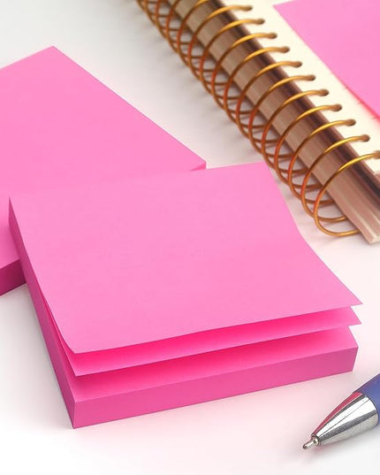 Sticky Notes 3x3 Self-Stick Notes Pads with 6 Bright Colors, Easy to Post for Office, School, Home, 6 Pads/Pack, 100 Sheets/Pad (Red)