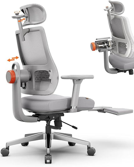 Newtral Ergonomic Office Chair - Home Office Desk Chair with Adaptive Lumbar Support, with Footrest, 4D Armrest, Adjustable Seat Depth & Height