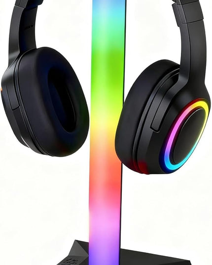 RGB Gaming Headset Stand, LED Headset Holder with 10 Lighting Modes, Headphone Stand Cool Stuff for Boys, Desk PC Gaming Accessories Gifts for Gamers Men Adult, Medium