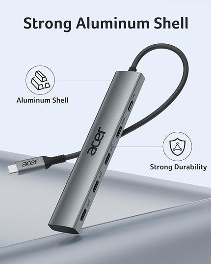 Acer 10 Gbps USB C Hub, USBC Splitter with 4*USB C 3.2 and 100W PD Port, Fast Transfer Type-C Multiport Adapter Compatible with MacBook Pro/M2/M1, iPad, Surface Pro, XPS【No Video Output】