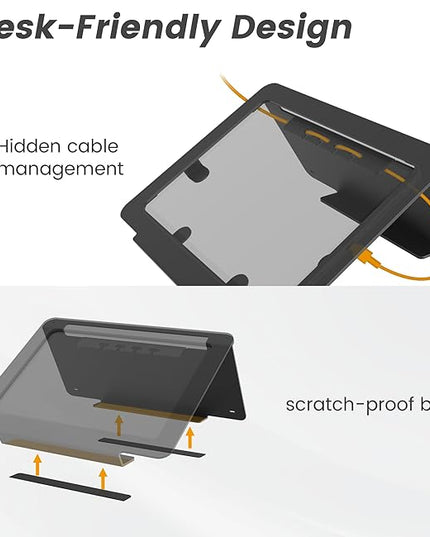 Tablet Desk Stand, All Metal 30° Ergonomic with Security Cable Lock for Office, POS Counter, Reception - Compatible with iPad 10th (10.9"), Pro 11", Air 4/5 (10.9"), Air 11"，iPad 11"(A16)