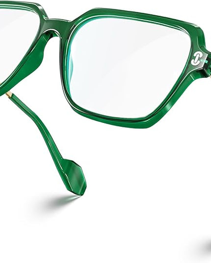 VISOONE Oversized Blue Light Blocking Glasses with Chic Square TR90 Frame and Metal Temple for Women Men REMY