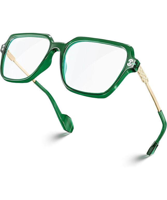 VISOONE Oversized Blue Light Blocking Glasses with Chic Square TR90 Frame and Metal Temple for Women Men REMY