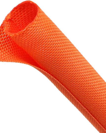 Automotive Wire Loom Tubing, Split Braided Cord Protectors from Pets No Chew, Flexible Cable Sleeve Cable Management for TV/Computer/Electric Wires (Orange, 3/8"-10ft)