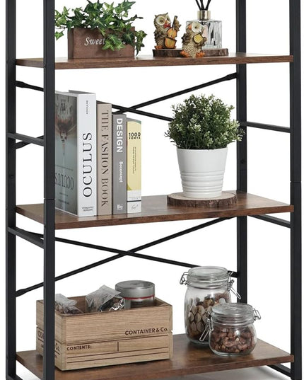 CAPHAUS 3 Tier Small Bookshelf, 24 Inch Width Free Standing Shelf, Bookcase Shelf Storage Organizer, Industrial Book Shelves for Home Office, Living Room, Rustic Oak Vintage Shelves & Metal Frame