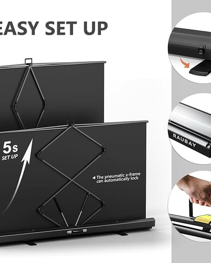【Wider Style】 RAUBAY 78.7 x 82.7in Large Collapsible White Backdrop Screen Portable Retractable Panel Photo Background with Stand for Video Conference, Photographic Studio, Streaming