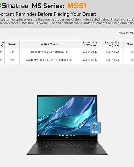 Smatree MS51 Hard EVA Protective Sleeve with Stand Compatible for 13.5 inch HP Dragonfly Folio G3 2-in-1 Laptop, 13.5 inch HP Dragonfly Folio Laptop Notebook Bag