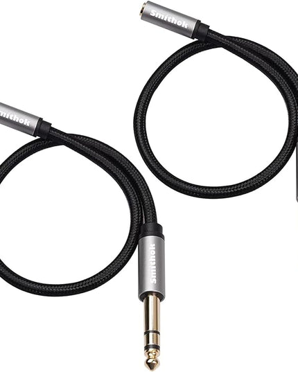 Smithok 2 Pack, 1/4 inch to 3.5mm Headphone Adapter TRS 6.35mm 1/4 inch Male to 3.5mm 1/8 inch Female Stereo Jack Audio Adapter for Amplifiers, Guitar, Keyboard Piano, Headphones - 12inch/30CM