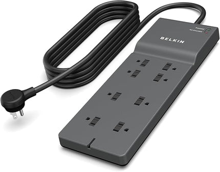 Belkin 8-Outlet Surge Protector w/8 AC Outlets & 8ft Long Flat Plug,UL-Listed Heavy-Duty Extension Cord for Home,Office,Travel,Computer,Laptop,Phone Charger - 2,500 Joules of Protection,(Pack of 10)