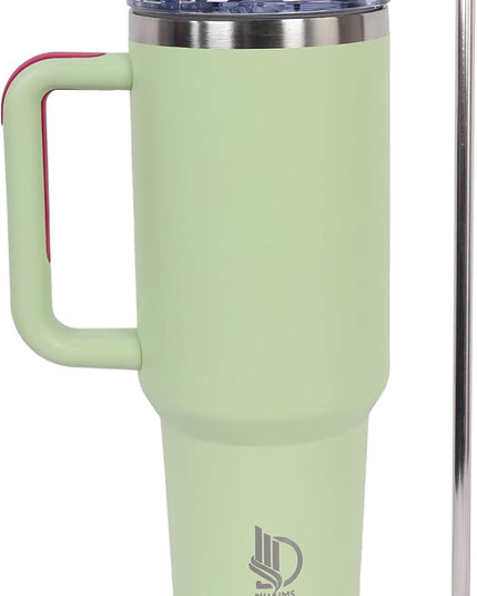 40oz Insulated Tumbler with Handle, Leakproof Straw Lid & Carry Handle - Double Wall Vacuum Insulation Keeps Ice 24 Hours, BPA Free Stainless Steel Water Bottle(Pale Olive)