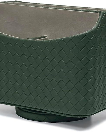 UnionBasic Rotating Desk Organizer, 360 Degree Desk Spinning Caddy, Desktop TV Guide/Mail/Media/Remote Controller Holder Organizer, Woven Green
