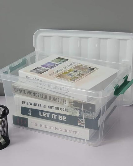 Gloreen 14 Quart Clear Storage Bins with Lid and Handle, Multipurpose Stackable Plastic Storage Latches Box/Containers