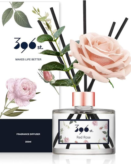 396 st. Rose Flower Reed Diffuser, Red Rose, 200ml(6.7oz) / Reed Diffuser Sets, Home Fragrance, Scented Oils, Home & Bathroom Décor