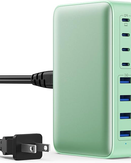 USB C Charger 200W USB C Charger Block GaN III 8-Port Fast Charging Station PD 65W Laptop Charger Adapter Compatible with MacBook Pro/Air,DELL,HP Surface,iPhone 15/14/13,Galaxy S23/22 (G)