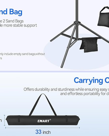 EMART 7 x 10ft Green Screen Backdrop Kit with Tripod Stand, Photography Background Support System with 6 x9ft 100% Cotton Muslin Chromakey Backdrop for Photo Studio, Video Shooting, Live Streaming
