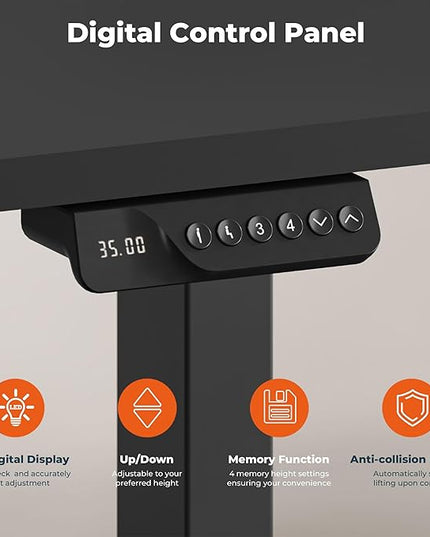Dual Motor Standing Desk, Large Stand Up Desks, 71x31 Inches Electric Sit Stand Desks, 4 Memory Preset Adjustable Height Computer Table for Home Office with Splice Board (Black)