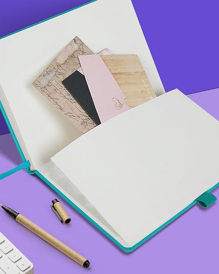 Lined Journal Notebooks for Work, Travel, College, A5 Size 100 GSM Thick Paper, Classic Ruled Journaling Notebook, Hardcover Notepad for Writing 160 Pages, 5.5 x 8.3 inch, Turquoise