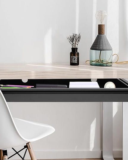 FFanhia 30 Inch Under Desk Mounted Sliding Pull-out Drawer Storage for Sit Stand Workstation Office(Applicable Table Thickness: 0.79in) Black