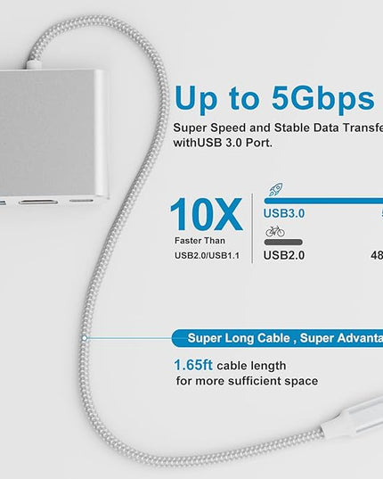 Battony USB-C to 4K HDTV Digital AV Adapter for MacBook Pro/Air, USB 3.0 5Gbps Date Transfer &100W PD & 50cm Braided Cable, Compatible for Mac Pro Air M1 M2 iMac and Other Type C Devices