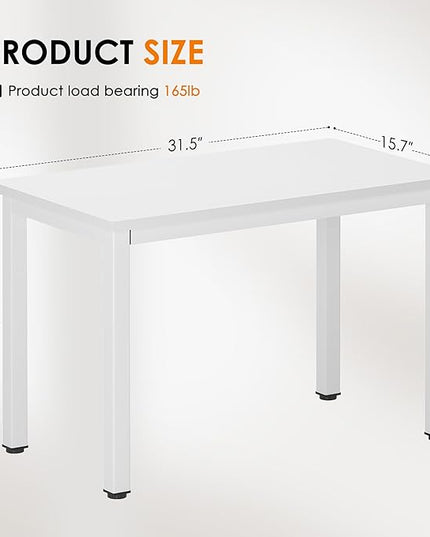 DlandHome Computer Desk, 31.5 inch Modern Simple Desk Computer Table Study Writing Desk for Home Office, White
