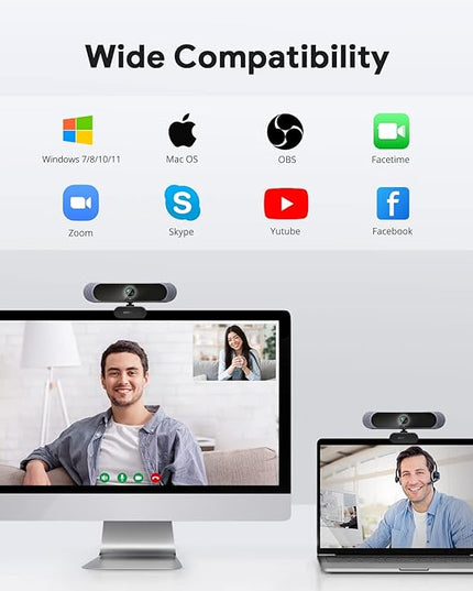 DEPSTECH 4K Webcam, Ultra HD 1/2.55'' Sony Sensor, 3X Digital Zoom, Dual Noise-Canceling Microphones, Remote Control, Auto Focus, Streaming Webcam for PC, Mac, Laptop, Video Call, Zoom, Skype, Teams