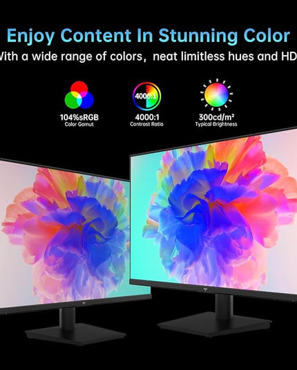 KTC 24 Inch 1080P Full HD Computer Monitor, 100Hz HDR10 Frameless Gaming Monitor with Freesync, HDMI & VGA Ports PC Monitor for Working, VESA, Tilt Adjustable, Eye Care