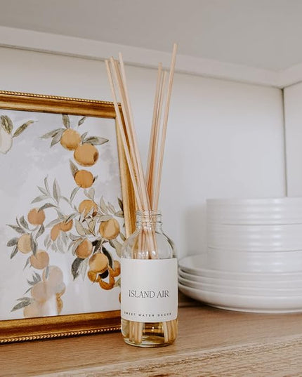 Sweet Water Decor Island Air Reed Diffuser Set | Tropical Fruits, Citrus, Sugar, Exotic Mountain Greens | Long Lasting | Summer Diffuser Oil