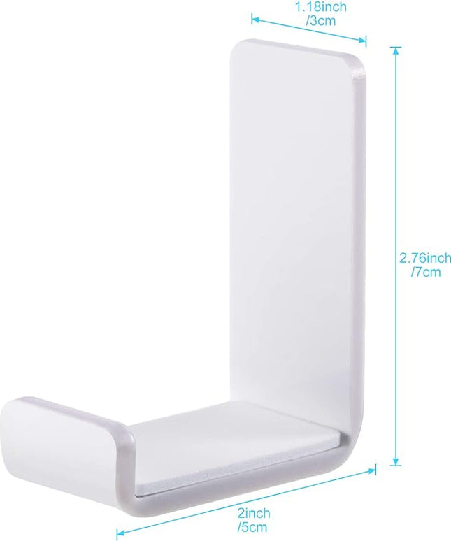 Weewooday 4 Pieces Headphone Hanger Holder Desk Adhesive Headphone Hook Wall Mount Headset Stand Acrylic Holder with Glues for General Purpose Game Earphone(White)