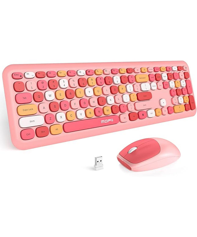 MOFII Wireless Keyboard and Mouse Combo Silent, Slim Compact 2.4G USB Full Size , Cute 110 Keys Keyboard for PC, Notebook, MacBook, Tablet, Laptop, Windows System