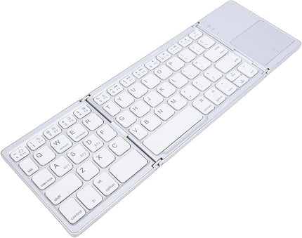 Tangxi Foldable Wireless Keyboard, Rechargeable Keyboard with Touchpad, Auto Sleep & Wake, Slim Pocket Folding Key Board for Android Wins iOS Tablet & Laptop (Silver)