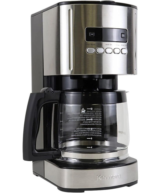 Kenmore Drip Coffee Maker - Programmable Cafe Machine With Glass Pot, Regular & Bold Brew, Auto Shut Off Large Water Reservoir, Reusable Filter, Kitchen Appliances For Cafeteria Barista, 12 Cup Black