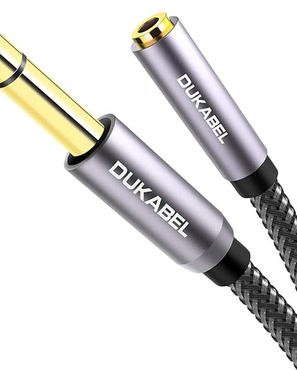 DUKABEL TopSeries 6.35mm (1/4 inch) to 3.5mm (1/8 inch) Headphone Jack Adapter, 1/8 (Female) to 1/4 (Male) Extension Cable, 3.5 to 6.35 Audio Cable for Mixer Guitar Piano Amplifier Speaker and More