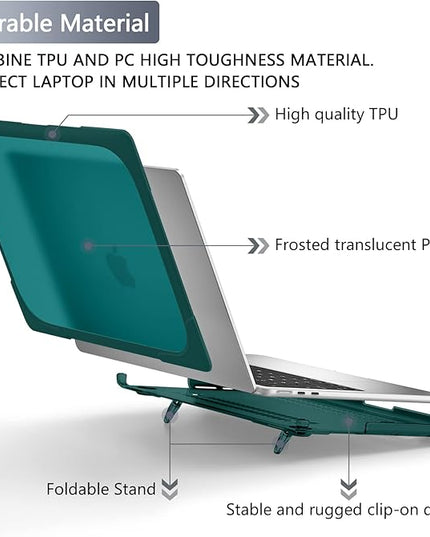 Batianda for New MacBook Air 13.6 inch Case 2025 M4 2024 2022 Release Model A3240 A2681(M2) A3113(M3), Heavy Duty Shockproof Protective Hard Shell with Fold Kickstand & Keyboard Cover, Teal