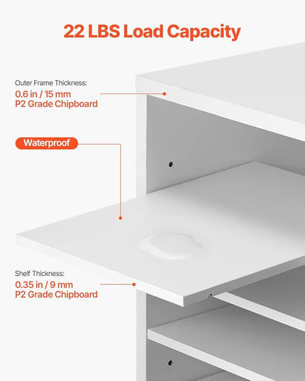 VEVOR Literature Organizer, 36 Compartments Office Mailbox with Adjustable Shelves, Wooden Mailbox Sorter Medium Density Fiberboard Office Home Classroom Storage for Files, Documents, Papers, White